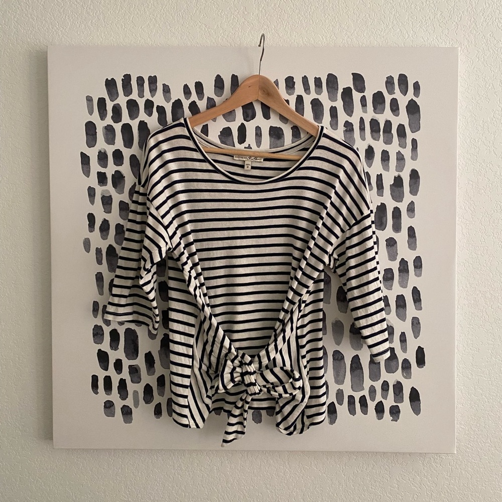 Express Tie Front Stripped Top